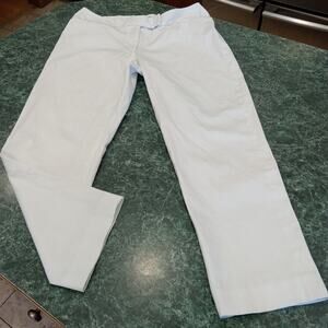 Pendleton Pants Women 12 Petite White Cotton Blend Mid Rise Straight Leg Career